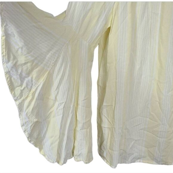 Macy's Fever Mellow Yellow Striped Off the Shoulder Ruffled Peasant Bell Blouse - Picture 2 of 11